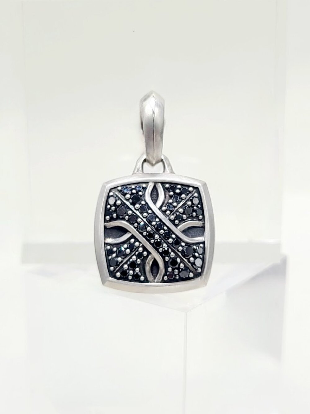 David Yurman Armory Amulet Pendant w/ Pavé Black Diamonds & Sterling Silver RARE